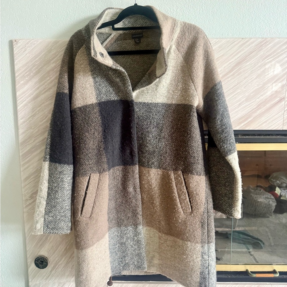 Paraphrase Women's Plaid Wool Blend Overcoat Multicolor Jacket